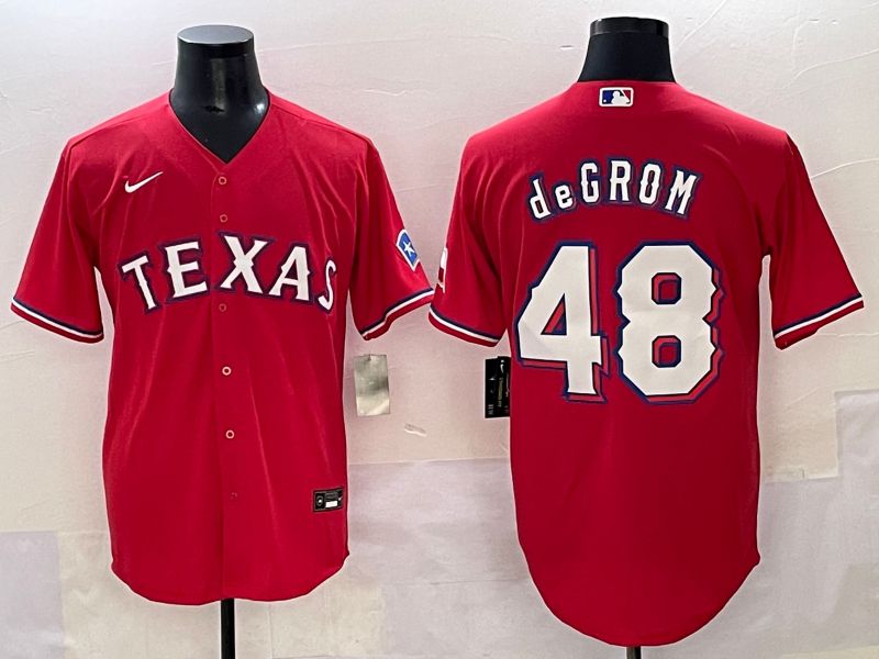 Men 2025 Texas Rangers #48 Degrom Red Game Nike MLB Jersey style 1->pittsburgh pirates->MLB Jersey